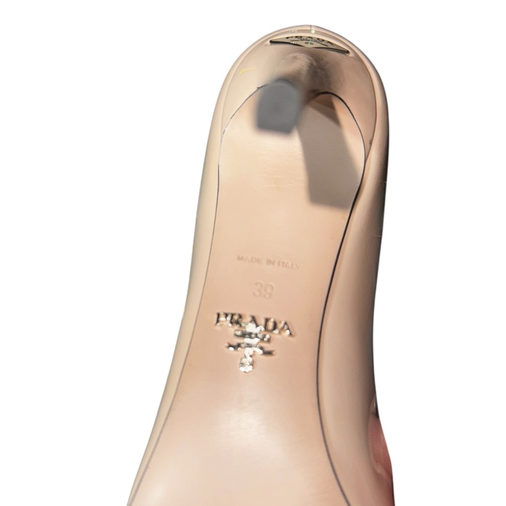 Prada Nude Patent Pointed-Toe Pumps - Picture 8 of 9